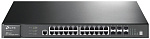 1000363633 Коммутатор TP-Link JetStream™ 28-port Pure-Gigabit L2+ Managed Switch, 24 10/100/1000Mbps RJ45 ports including 4 combo Gigabit SFP  slots, 2 integrated 10G