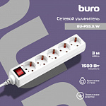 828017 Сетевой удлинитель Buro BU-PS5.3/W 3м (5 розеток) белый (пакет ПЭ)