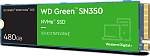 1000682235 Твердотельный накопитель/ WD SSD Green SN350 NVMe, 480GB, M.2(22x80mm), NVMe, PCIe 3.0 x4, 3D TLC, R/W 2400/1650MB/s, IOPs 250 000/170 000, TBW 60,