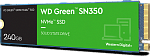 1000682234 Твердотельный накопитель/ WD SSD Green SN350 NVMe, 240GB, M.2(22x80mm), NVMe, PCIe 3.0 x4, 3D TLC, R/W 2400/900MB/s, IOPs 160 000/150 000, TBW 40,