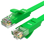1000551528 Greenconnect Патч-корд PROF плоский прямой 10.0m, UTP медь кат.6, зеленый, позолоченные контакты, 30 AWG, GCR-LNC625-10.0m, ethernet high speed 10