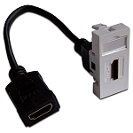 LAN-SIP-22HDMI-WH Адаптер LANMASTER Вставка Mosaic 22.5x45 с адаптером HDMI с удлинителем, мама-мама, белая