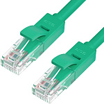 1000505590 Greenconnect Патч-корд прямой 1.5m, UTP кат.5e, зеленый, позолоченные контакты, 24 AWG, литой, GCR-LNC05-1.5m, ethernet high speed 1 Гбит/с, RJ45,