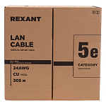 11043040 Rexant (01-0146-R) Кабель витая пара F/UTP, CAT 5e, PE, 4PR, 24AWG, OUTDOOR, SOLID, черный, 305м, РФ