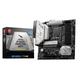 Материнская плата MSI MAG B760M MORTAR WIFI B760,LGA1700,4DDR5,2PCI-Ex16,1PCI-Ex1,2M.2,4SATA3,1USB3.2 Gen2x2,4U Материнская плата MSI MAG B760M MORTAR WIFI B760,LGA1700,4DDR5,2PCI-Ex16,1PCI-Ex1,2M.2,4SATA3,1USB3.2 Gen2x2,4U