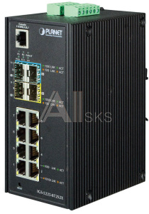 1000459289 Коммутатор Planet коммутатор/ IP30 Industrial L2+/L4 8-Port 1000T 802.3at PoE+ 4-port 100/1000X SFP Full Managed Switch (-40 to 75 C, dual redundant power input