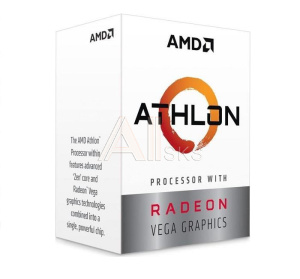 1258075 Центральный процессор AMD Athlon 220GE Raven Ridge 3400 МГц Cores 2 4Мб Socket SAM4 35 Вт GPU Radeon Vega 3 BOX YD220GC6FBBOX