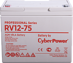 1000527491 Аккумуляторная батарея PS CyberPower RV 12-75 / 12 В 75 Ач Battery CyberPower Professional series RV 12-75, voltage 12V, capacity (discharge 20 h)