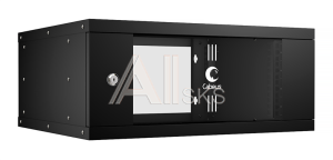Cabeus WSC-05D-4U55/45-BK Шкаф телекоммуникационный настенный 19" 4U, серия LIGHT разборный, дверь стекло, цвет черный