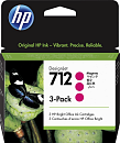 3ED78A Cartridge HP 712 для DJ T230/T630/T650/Studio, пурпурные, тройная упаковка 3ED68A (3*29мл)