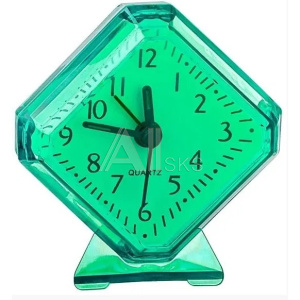 1863797 Perfeo Quartz часы-будильник "PF-TC-002", ромб. 7,5*8,5 см, зелёные