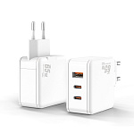 11055342 Bion Сетевое Зарядное Устройство, GaN, USB-A + 2*USB-C, PowerDelivery, 65 Вт, белый [BXP-GAN-PD-A2C-65W]