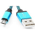 1427694 Gembird Кабель USB 2.0 Cablexpert CC-mUSB2bl1m, AM/microBM 5P, 1м, нейлоновая оплетка, алюминиевые разъемы, синий, пакет
