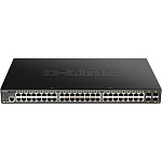 1000679756 Коммутатор D-LINK Коммутатор/ DGS-1250-52XMP Smart L2 Switch 48x1000Base-T PoE, 4х10GBase-X SFP+, PoE Budget 370W, CLI, RJ45 Console
