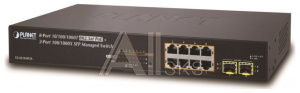 1000467375 Коммутатор Planet коммутатор/ IPv4/IPv6, 8-Port Managed 802.3at POE+ Gigabit Ethernet Switch + 2-Port 100/1000X SFP (120W)