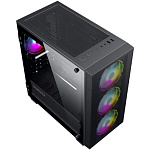 1996774 Gamemax Aero Mini mATX case, black, w/o PSU, w/1xUSB3.0+1xUSB2.0, w/3x12cm ARGB front fans GMX-12-Rainbow-D), w/1x12cm ARGB rear fan (GMX-12-Rainbow-D