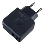 1876213 PERFEO Сетевое зарядное устройство с двумя разъемами USB, 3.4А, черный (I4623)