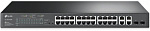 Коммутатор TP-Link SL2428P (L2) 24x100Мбит/с 4x1Гбит/с 2xКомбо(1000BASE-T/SFP) 24PoE+ 250W управляемый