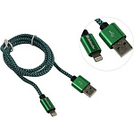 1672599 Defender USB кабель ACH01-03T PRO USB2.0 Зеленый, AM-LightningM,1m,2.1A (87810)