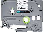 TZE131S Brother TZe131S: кассета с лентой для печати наклеек черным на прозрачном фоне, 12 мм.