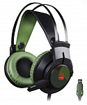 1049665 Наушники с микрофоном A4Tech Bloody J450 черный/зеленый 1.8м мониторные оголовье (J450)