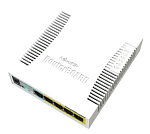 CSS106-1G-4P-1S MikroTik RB260GSP with 5 Gigabit ports and SFP cage, SwOS, plastic case, PSU, POE-OUT