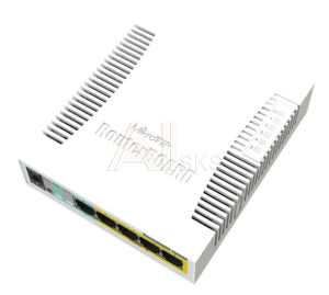 CSS106-1G-4P-1S MikroTik RB260GSP with 5 Gigabit ports and SFP cage, SwOS, plastic case, PSU, POE-OUT