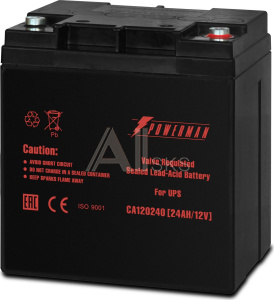 1000425506 Батарея POWERMAN Battery CA12240, напряжение 12В, емкость 24Ач, макс. ток разряда 360А, макс. ток заряда 7.2А, свинцово-кислотная типа AGM, тип клемм