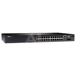 N2024P-ABNW-01 DELL Networking N2024P, L2, POE+, 24x 1GbE + 2x 10GbE SFP+ fixed ports, Stacking, IO to PSU air, AC