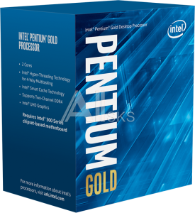 1000620820 Боксовый процессор APU LGA1200 Intel Pentium Gold G6405 (Comet Lake, 2C/4T, 4.1GHz, 4MB, 58W, UHD Graphics 610) BOX, Cooler