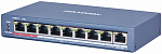 Hikvision DS-3E0109P-E(C) 9 RJ45 100M PoE с грозозащитой 6кВ, 2 порт с высоким приоритетом; 1 Uplink порт 100М Ethernet; бюджет PoE 115Вт; поддержка р