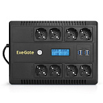 1961744 Exegate EX293858RUS ИБП ExeGate NEO Smart LHB-1000.LCD.AVR.8SH.CH.USB <1000VA/650W, LCD, AVR, 8*Schuko, USB, 4*USB-порта для зарядки, Black>