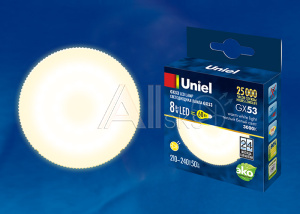 UL-00001672 Лампа светодиодная LED-GX53-8W/WW/GX53/FR PLZ01WH