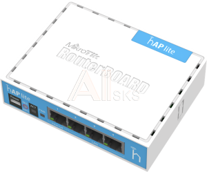 RB941-2nD MikroTik hAP lite with 650MHz CPU, 32MB RAM, 4xLAN, built-in 2.4Ghz 802.11b/g/n 2x2 two chain wireless with integrated antennas, RouterOS L4, desktop