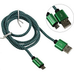 1672566 Defender USB кабель USB08-03T PRO USB2.0 Зеленый, AM-MicroBM, 1m, 2.1A (87804)