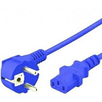 1735264 Hyperline PWC-IEC13-SHM-5.0-BL кабель питания компьютера (Schuko+C13) (3x1.0), 10A, угловая вилка, 5 м, цвет синий