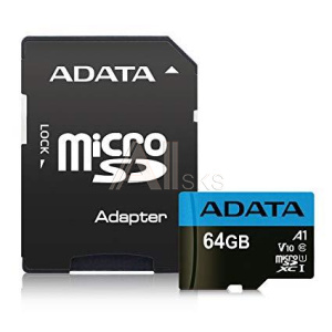 1273897 Карта памяти MICRO SDXC 64GB CLASS10 W/A AUSDX64GUICL10A1-RA1 ADATA