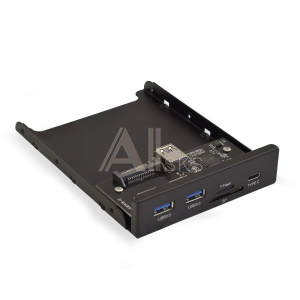 1764515 Exegate EX283578RUS Планка USB на переднюю панель ExeGate U3H-621, 3,5", 2*USB3.0+1*TypeC+1*SD+TF card, черная, металл, подсоединение к мат. плате