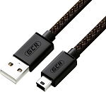 1000726462 GCR Кабель PROF 0.7m USB 2.0, AM/mini 5P, черно-прозрачный, 28/24 AWG, экран, армированный, морозостойкий, GCR-50931