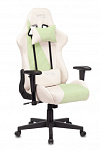 1428211 Кресло игровое Zombie VIKING X Fabric белый/зеленый с подголов. крестов. пластик
