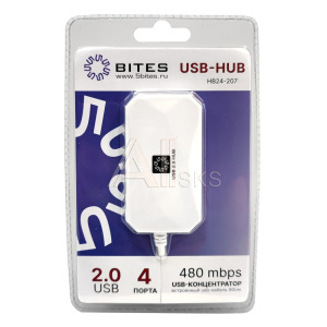 1953481 5bites HB24-207WH Концентратор 4*USB2.0 / USB 60CM / WHITE