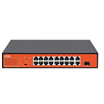 WI-PS518G, Коммутатор неуправляемый PoE 200Вт, порты 16 PoE FE, 1GE, 1Combo, режим 250м, Watchdog WI-PS518G, Коммутатор неуправляемый PoE 200Вт, порты 16 PoE FE, 1GE, 1Combo, режим 250м, Watchdog