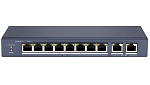 1000690494 Сетевой неуправляемый коммутатор 8 RJ45 1000M PoE портов 1 Uplink порт 1000М Ethernet; 1 SFP порт 1000М Ethernet; IEEE802.3af IEEE802.3at; бюджет PoE