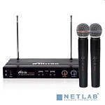 RITMIX RWM-221 black {2 микрофона, 87.5 - 92 МГц, 2 канала, ±0,005%, 40-20000 Гц, 600 Ом, –60±3 дБ, 80 дБ, макс девиация: 10 КГц}