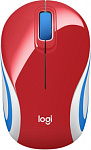 1874311 Мышь Logitech Mini M187 красный/белый/синий оптическая (1000dpi) беспроводная USB для ноутбука (2but)
