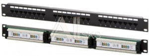 NM-PPU24C Патч-панель 19", кат. 5е, 1U, 24 порта UTP, с возможность установки заднего органайзера