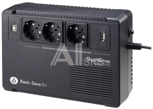 BVSE400RS Systeme Electric Back-Save, 400VA/240W, 230V, Line-Interactive, AVR, 3xSchuko, USB charge(type A), USB