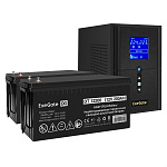 296834 Комплект ИБП EX295988RUS + батарея 200Aч EX282991RUS 2шт (инвертор, синус, для котла) ExeGate SineTower SZ-1500.LCD.AVR.2SH.1C13.USB <1500VA/1200W, чи