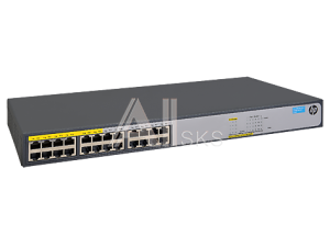 JH019A#ABB HPE 1420 24G PoE+ (124W) Switch (12 ports 10/100/1000 + 12 ports 10/100/1000 PoE+, unmanaged, fanless, 19")