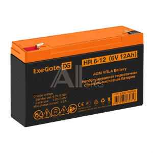 11064184 Exegate EX297509RUS Аккумуляторная батарея HR 6-12 (6V 12Ah, клеммы F2)